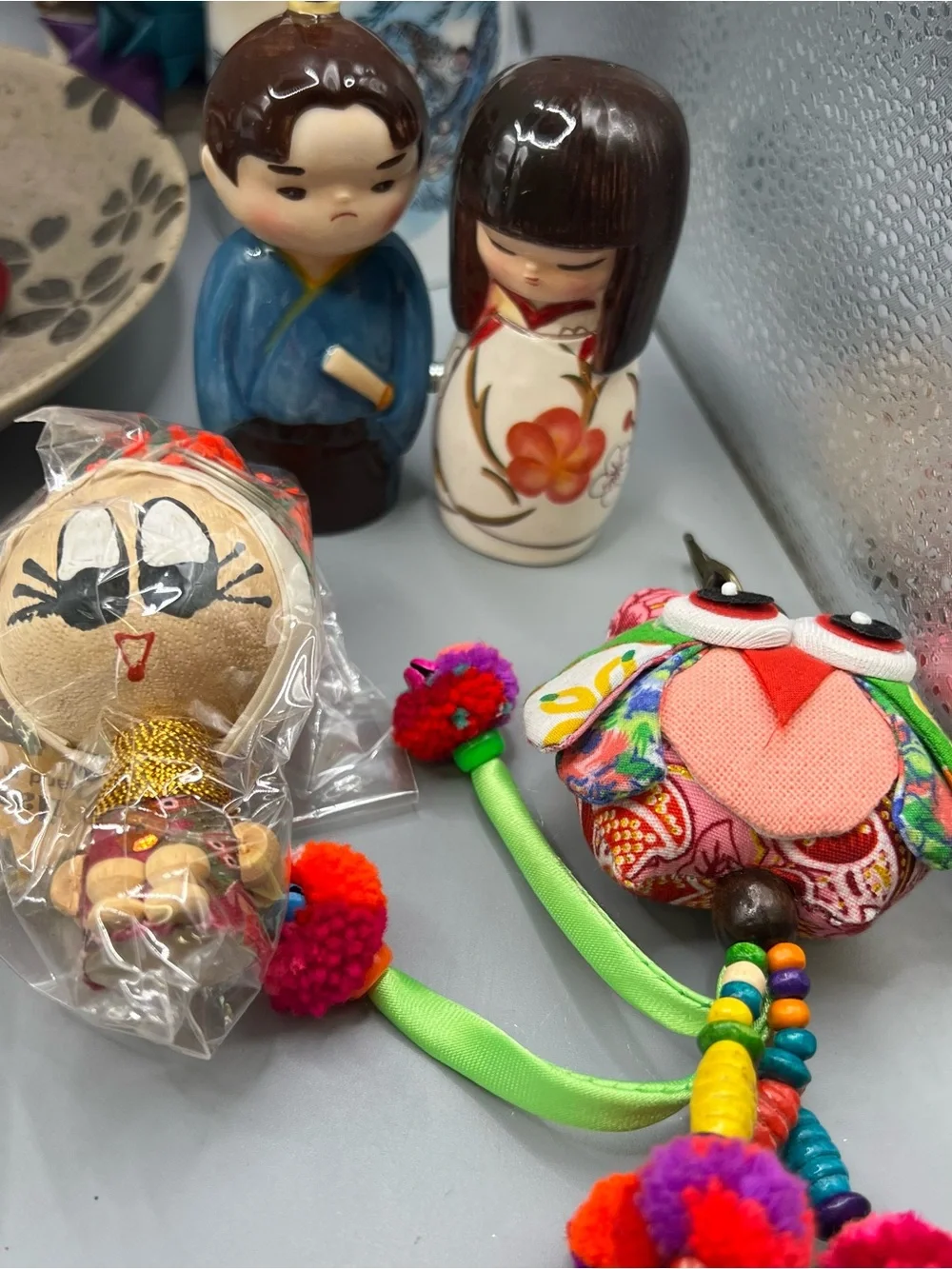Huge Lot Of Asian Items Salt And Pepper Shakers Plate Keychains Handmade